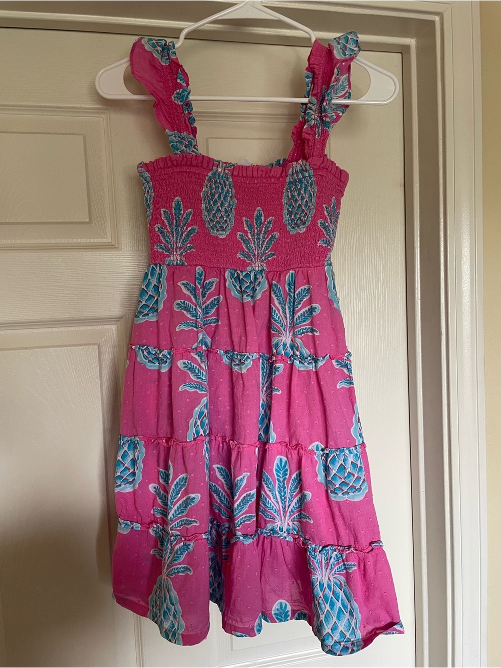 crown & ivy Pink Sundress with Blue Pineapple Motif